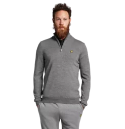 Lyle & Scott Golf Core 1/4 Zip Merino Jumper -Titleist Butik LyleMid20grey20marl901